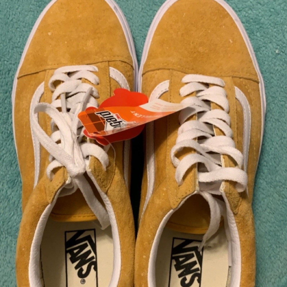 Yellow suede vans off the wall sneakers